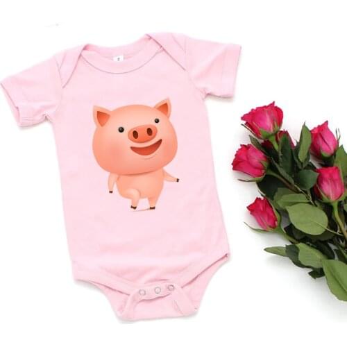 Cute Animal Toddler Girl Bodysuit Funny Cartoon Little Pig Print Newborn Baby Boy Clothes Plus Size Summer Baby Girl Body 0-24M