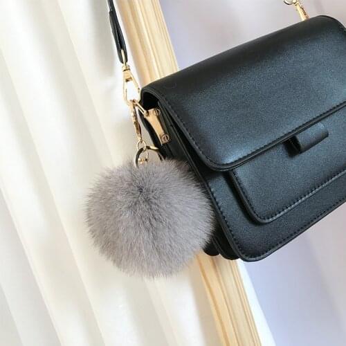 Key-Chain women Bag Hang Pendant Trinket Pompons Real Fox Fur Ball Accessories Key-Ring Trinket 24-Colors