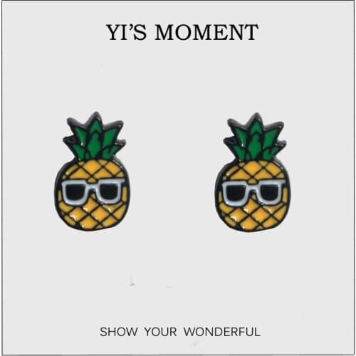 Birthday Gift Enamel Stud Earrings Pineapple Face Earing for kids
