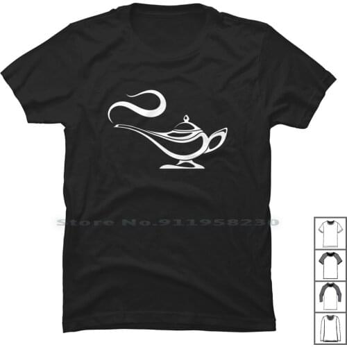 Genie White Lamp T Shirt 100% Cotton White Magic Dream Lamp Ian Hit Ara Ra Hi Am