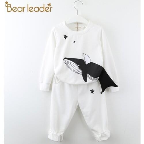 Bear Leader Kid Clothing Boy Girls Sets Spring Autumn Long Sleeve Cartoon Pattern T-shirt with Casual Pant 2PCS Sports Kid Suit