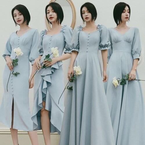 Ice Blue Bridesmaid Dresses Girl Alibride Elegant A Line Wedding Party Dress Plus Size Vestido De Fiesta De Boda