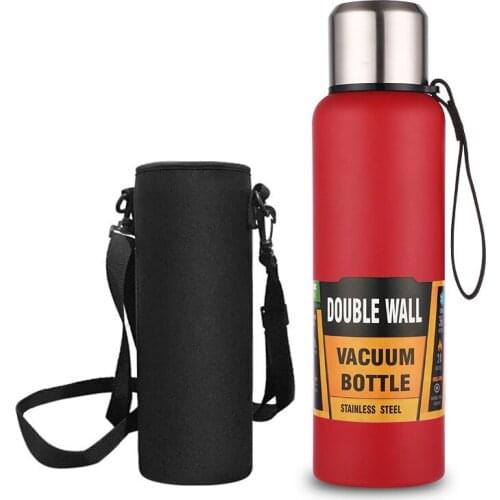 Double-Wall Insulated Water Bottle w/ 2 Lids - 304 Stainless Steel Water Bottle Wide Mouth Best Gift for Christmas