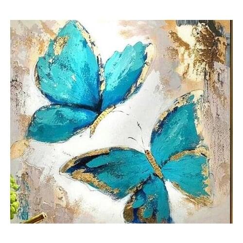 Two Blue Butterfuly Oil Painting Wild Animals Canvas Art Painting Posters and Prints Cuadros Wall Art Pictures For Living Room