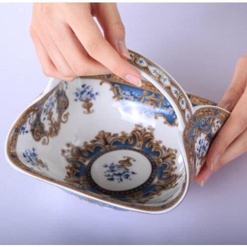Ceramic glaze European style square belt snacks plates fruit plates western style basket nuts and bread basket