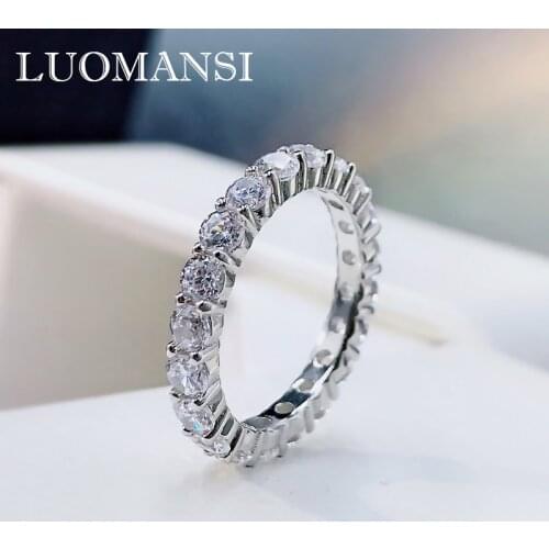 Luomansi 3*3 Create Moissanite Super Flash Woman Ring 100%-S925 Silver Wedding Engagement Cocktail Party Fine Jewelry