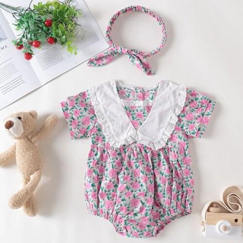Summer Baby Girls Lovely Clothes Infant Baby Girls Flower Jumpsuit One piece Outfit Toddler Baby Girl Cotton Romper