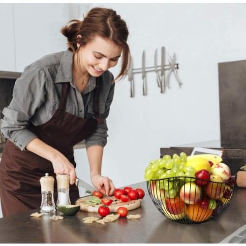 1Piece Fruit Bowl BasketSimple style Geometric Fruit Vegetable Wire Basket Metal Bowl Kitchen Storage Desktop Metal Fruit Bowl