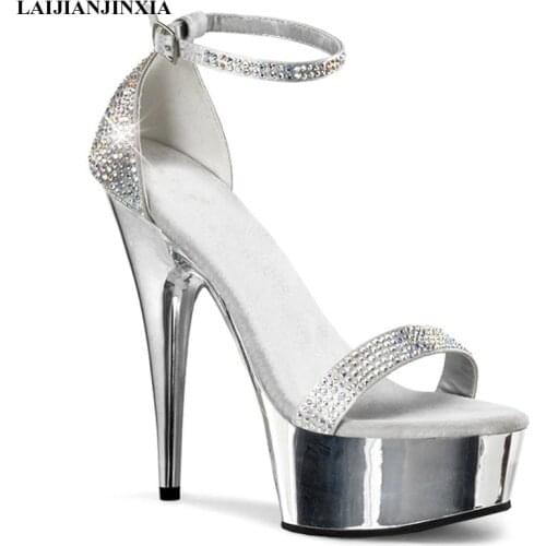 LAIJIANJINXIA Night Club Party Summer Women Dancing Shoes 15cm High Heels Electroplating Sandals Pole Dance Shoes