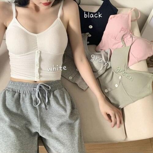Summer New Women Wireless Bra Cotton Solid Tube Top Sexy Sling Underwear Fashion Girls Botton Design Cute Vest