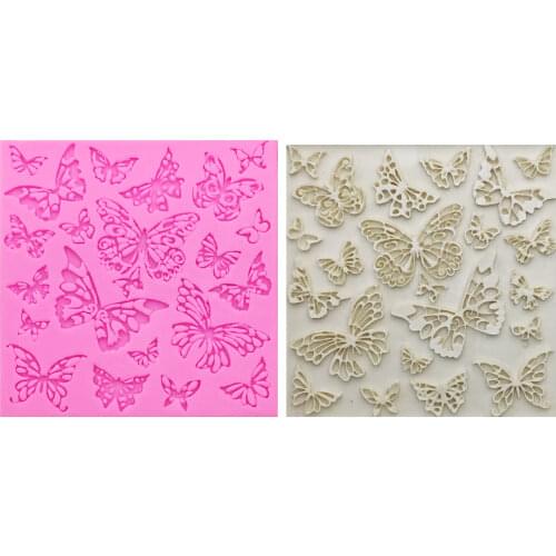 M0335 Hollow lace Butterfly Silicone Mold Fondant Cake Mold Backware Baking Cooking Tools Sugar Cookie Jelly Pudding Decor