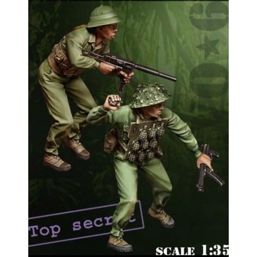 1/35 scale Vietnam War Vietnam Communist Party 2 People Miniatures Resin Model Kit Figure Free Shipping