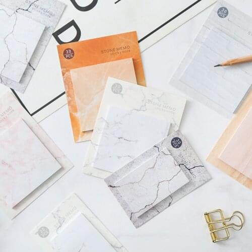 Marble Memo Pad Self Adhesive Paper Stone Printing Sticky Notes Bookmark School Office Stationery Supplies Note Pad Tools