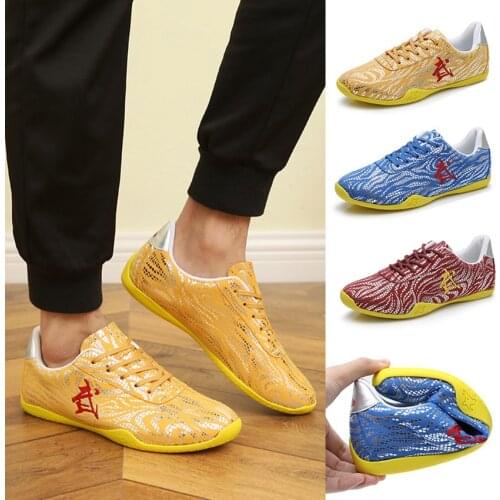 2021New Chinese Traditional Men Kung Fu Taiji Tai Chi Shoes Taekwondo Wear-resistant Wushu Breathable show Martial Arts Shoes