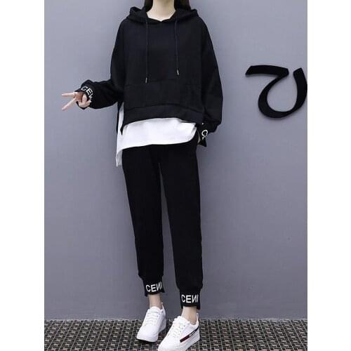 Solid Casual Tracksuit Women Sports 2 Pieces Set Sweatshirts Pullover Long Sleeve Hoodies Suit 2020 Home Sweatpants 2020