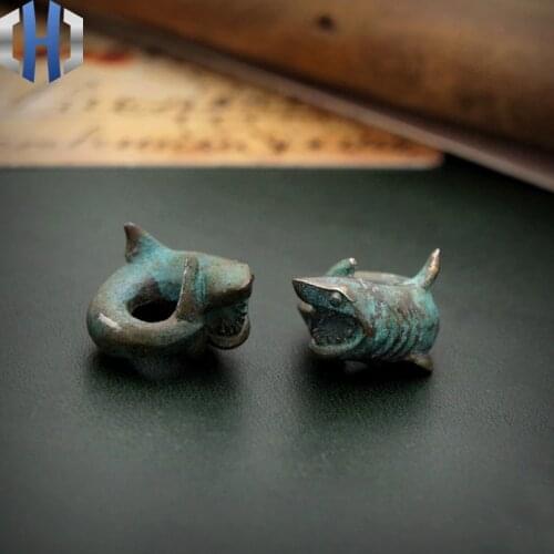 Original Giant Tooth Shark Great White Shark EDC Umbrella Rope Knife Pendant Personalized Vintage Handmade DIY Paracord Beads