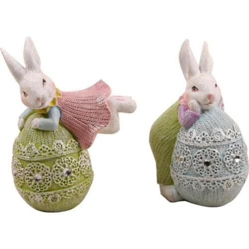 Easter Rabbit Doll Cute Appearance Realistic Resin Desktop Rabbits Ornament Simulation Bunny Dolls Vivid Animal Hare Figurines