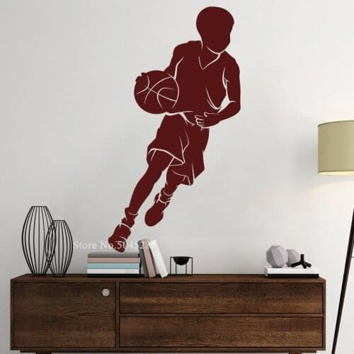 Personalized Basketball Wall Stickers for Boys Room Art Sport Wallpapers Basketball Decal Custom Color Affordable Beautiful Z228