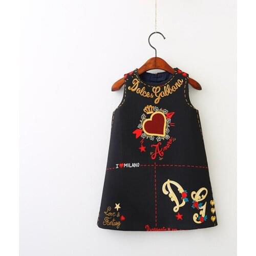 Sleeveless Dress Children Clothing 2018 Spring Autumn Trend Princess Dress Kids Dresses For Girls Love Alphabet Printing