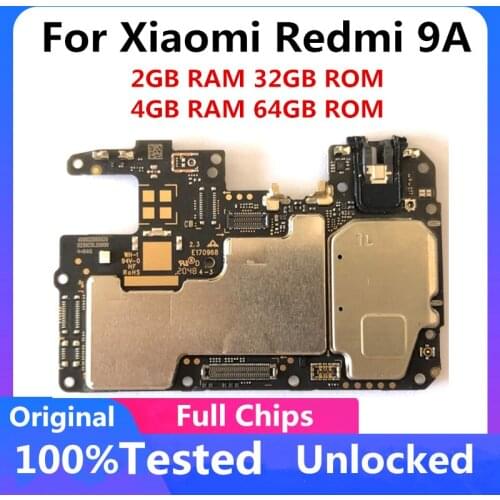 Unlocked Motherboard For Xiaomi Redmi 9A Original Logic Board Full Chips 2GB RAM 32GB ROM 4GB RAM 64GB ROM Full Chips Android
