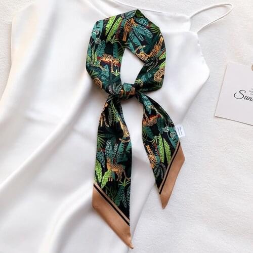 Luxury Brand 2021 new Small Silk Scarf Women Shawls Wraps Office Hair Neck Hijabs Foulard Hijab Striped Print Scarves Ladies