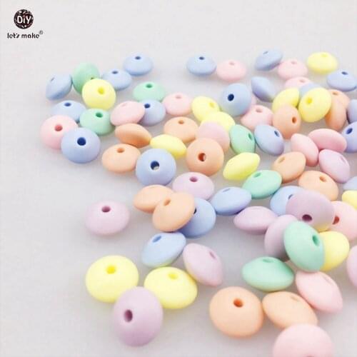 Lets make Silicone Beads Abacus Lentils 100pcs Soft Pastel Candy Color Sensory DIY Crafts Chewable Organic Beads Baby Teether
