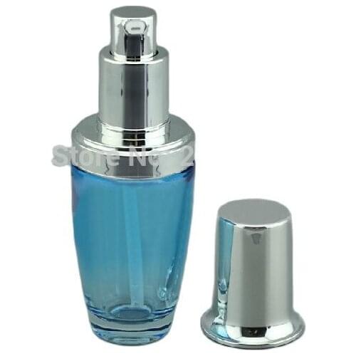 20ML blue glass bottle with silver press pump or glass bottle or lotion bottle ,BB Cream bottle for Cosmetic Packaging