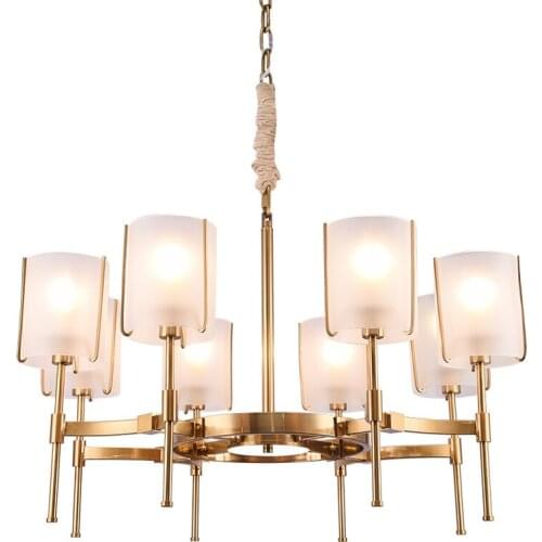 Nordic Glass Shade Pendant Lamp Iron Lamp body Golden E14 6 Heads 8 Heads Living room chandelier villa Hotel clothing store
