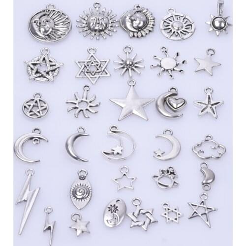 Mixed Stars Moon Charm Alloy Sun Pentagram Charms For Jewelry Making DIY Supplies Earrings Choker Accessories Handmade Findings