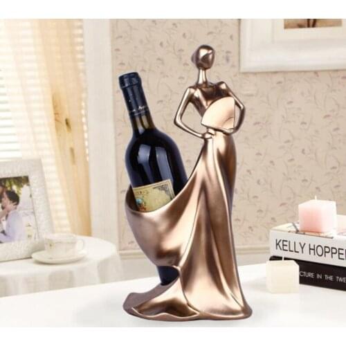 Morden Blue Take Fan Beauty Wine Rack Decoration for Home Bar Figurines Ornaments Minimalist Figurines Christmas Decorations