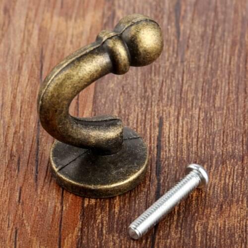 Vintage Bronze Single Hooks Wall Hooks Clothes Hat Kitchen Bathroom Hook Hanger With Screws Furniture Hardware Antique 37*24mm
