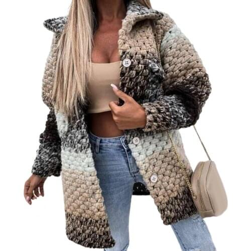 All Match Autumn Winter Colorful Print Single Breasted Coat for Daily Wear