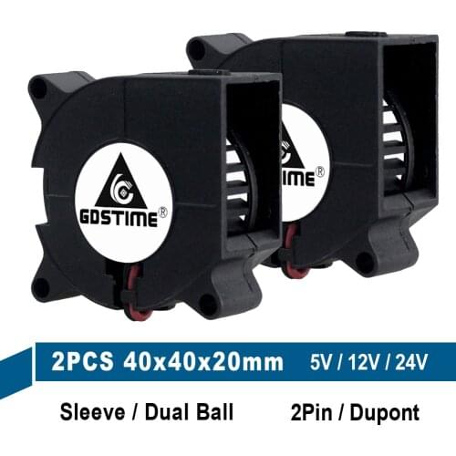 2pcs Gdstime 40mm 3D Printer Fan DC 5V 12V 24V 4cm 40*20MM Turbo Blower 4020 Ball Bearing Cooling Fan 40x40x20mm for 3D Printer