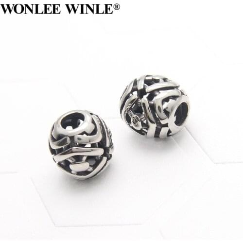 Wonlee Winle Stainless Steel 4.5mm Hole Tortoise Oval Beads Charm For Bracelet Jewelry Making DIY Men&Women String Bracelets