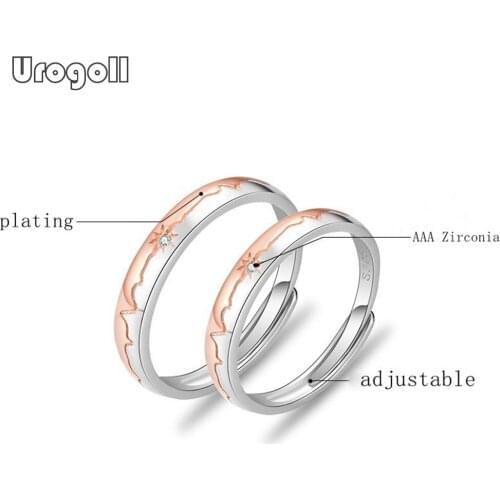 Fine Jewelry CZ Ring 925 Sterling Silver Rings Gift For Men Women Romantic Wedding Geometric shape Couple Ring Jewelry Gifts