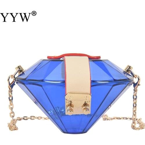 Ladies Bag Acrylic Bag Transparent Geometric Shape Personality Chain Messenger Bag 2021 Summer New Ladies Evening Handbag