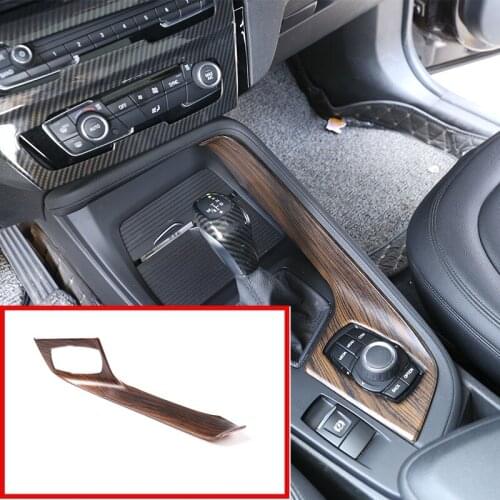 1 Pcs Pine Wood Grain For BMW X1 f48 2016-2019 For BMW X2 F47 2018 ABS Console Gear Shift Decoration Cover Trim LHD Car Parts