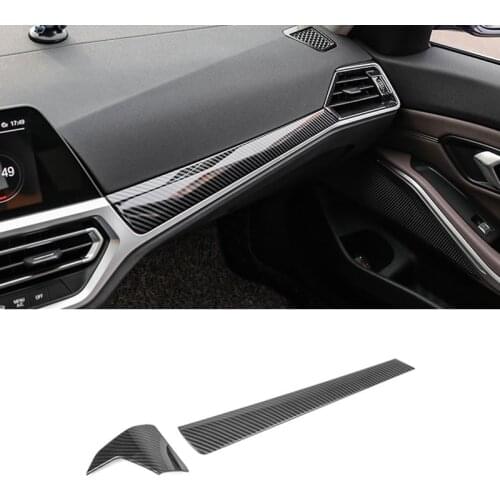 Carbon Fiber Color Center Console Dashboard Trim Strips 2Pcs ABS Car Styling For BMW 3 Series G20 G28 2020 LHD