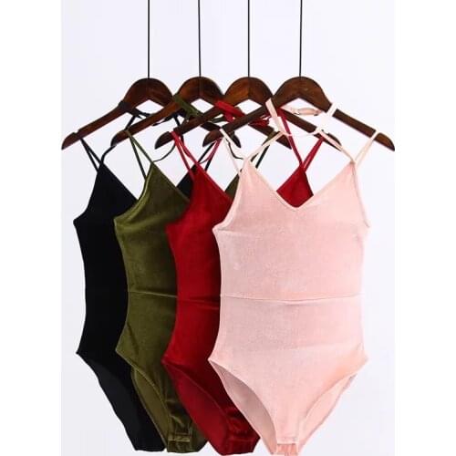2020 one piece velvet one piece V-neck tank top swimsuit womens sexy bottoming suspender tank top