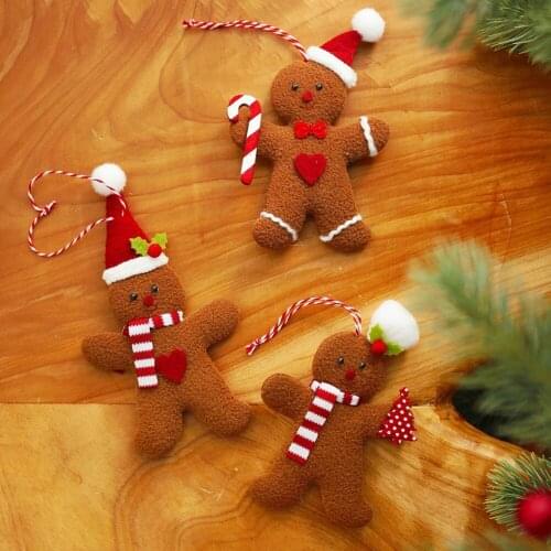 3Pcs Christmas Decoration Gingerbread Man Doll Small Hanging Pieces Christmas Tree Accessories Hanging