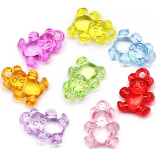 30pcs/lot Mixed Transparent Acrylic Beads Bear Shape Charms Beads For Jewelry Making Necklace Bracelet Diy Accessories 15x20mm