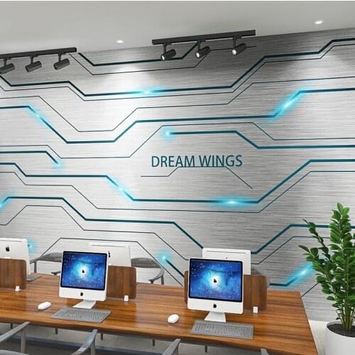 3D circuit board technology mural Office Internet bar gym industrial wind electronic competitive room decorative wallpaper