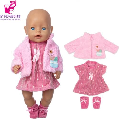 43cm New Born Baby Doll Clothes Fur Coat Dress for 18 inch Girl Doll Clothes Toys Doll Outwear