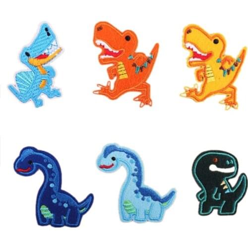 50pcs/lot Anime Little Dinosaur Animal Embroidery Patch Kids Clothing Decoration Diy Iron Heat Transfer Applique