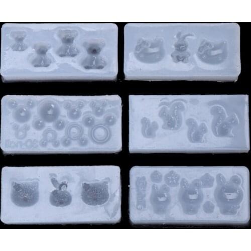 6Pcs 3D Animal Silicone Nail Art Decor Resin Cabochon Jewelry Pendant Mold Set
