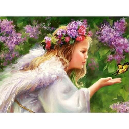Angel girl diamond embroidery mosaic painting landscape rhinestone sticker wall papers decor diamond art needlework handcraft