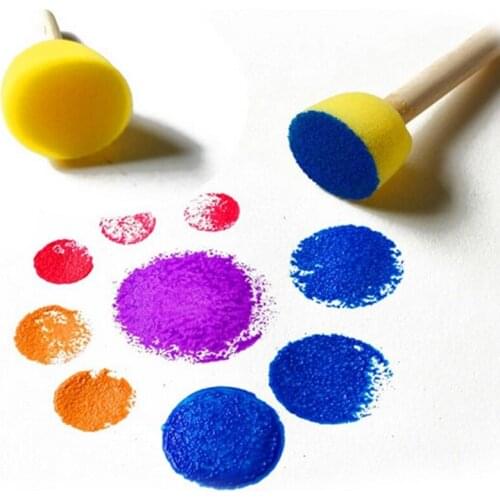 Free shipping 4pcs/set Paint Brush Wooden Handle Seal Sponge Brush Childrens Painting Tool Graffiti Kids DIY Doodle Drawing Toy