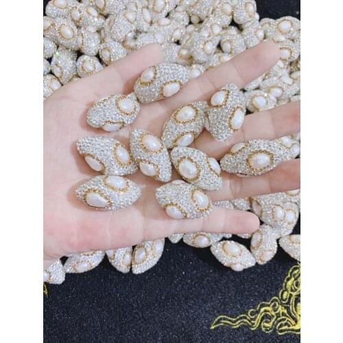 New Jewelry Finding Beads Paved Crystal Pearl Connector For Jewelry Making Bracelet, Necklace DIY Space beads 10pcs