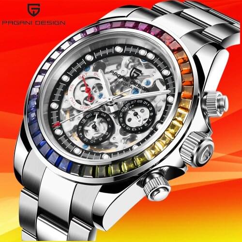 PAGANI DESIGN Rainbow Automatic Mechanical Mens Watch Fashion Brand Luxury Watch Stainless Steel Waterproof Sports Wrist Watch