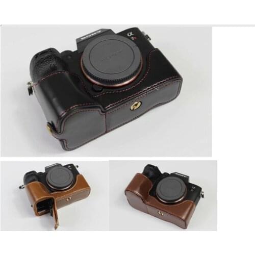 Half PU leather case bag grip cover Buttom for Sony A7 IV m4